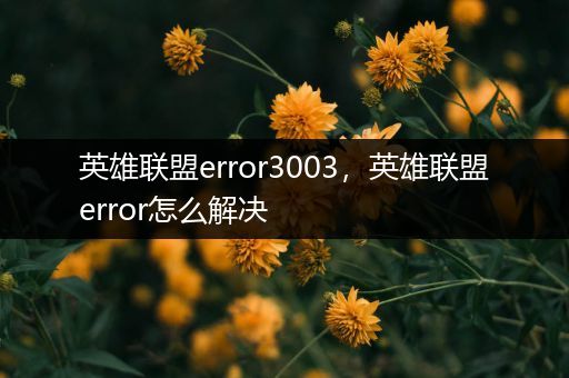 英雄联盟error3003，英雄联盟error怎么解决