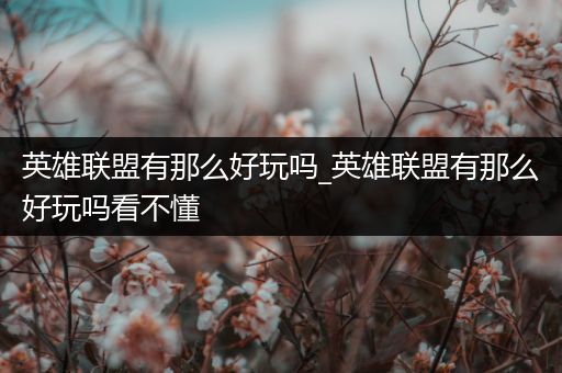 英雄联盟有那么好玩吗_英雄联盟有那么好玩吗看不懂