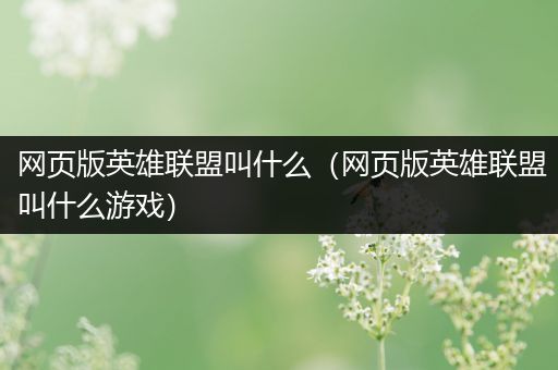 网页版英雄联盟叫什么（网页版英雄联盟叫什么游戏）