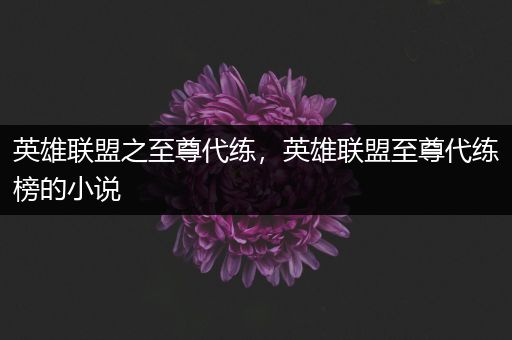 英雄联盟之至尊代练，英雄联盟至尊代练榜的小说