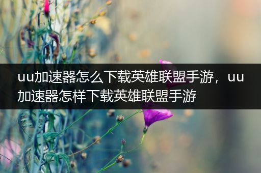 uu加速器怎么下载英雄联盟手游，uu加速器怎样下载英雄联盟手游